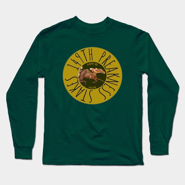 149th Preakness Stakes horse racing design Long Sleeve T-Shirt by Ginny Luttrell